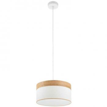 Lámpara Colgante Cloe 1xe27 Blanco y Madera Clara Regx40x40 Cm - Diseño Moderno