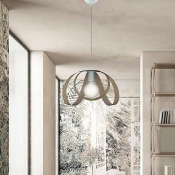 Lámpara Colgante Moderna 1 Luz Hierro Lacado Blanco y Tortora Serie Piovra