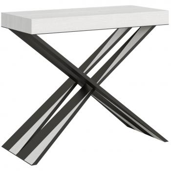 Consola extensible 90x40/196 cm efecto madera fresno blanco y hierro
