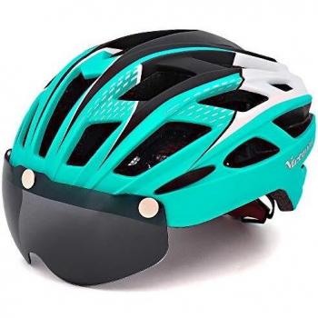 VICTGAOL Casco Bicicleta Helmet Bici Ciclismo para Adulto con Luz Trasera LED Visera Extraíble Hombres Mujeres Adultos de Bicicleta para Montar
