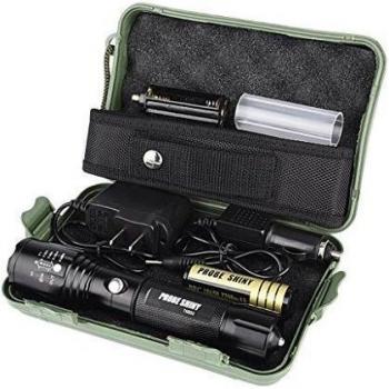 Sannysis Kit de linterna led X800 Con 5 modos XML T6 LED linterna táctica + 18650 baterías + cargador + Caso