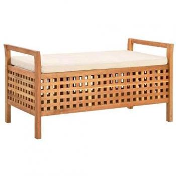 SengentoStyle Opbergbank 93x49x49 cm massief walnotenhout