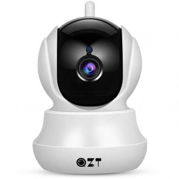 Cámara IP, Cámara de Vigilancia QZT 720P Wifi con Visión Nocturna, Audio Bidireccional, Giro / Inclinación, Detección de Movimiento, Alarma Email, Cámara de Seguridad