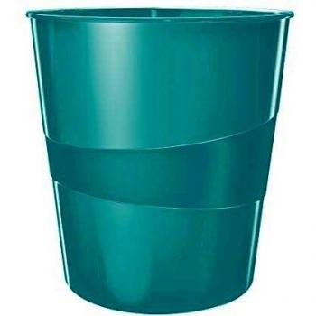 Leitz WOW 52781051 - Papelera, 15L, Plástico, Turquesa metalizado