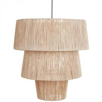 Lámpara colgante boho de paja natural con base de hierro Premat