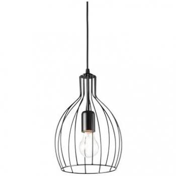 Lámpara colgante decorativa Ampolla de metal blanco con 1 bombilla E27 y marco de alambre