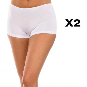 Pack de 2 Culottes de Microfibra de Bambú para Mujer - Color Blanco - Talla Grande