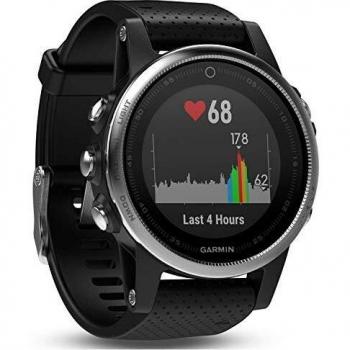 Garmin Fenix 5S - Reloj multideporte, con GPS y medidor de frecuencia cardiaca, lente de cristal y bisel de acero inoxidable, 42 mm, Plata/Negro
