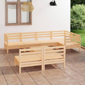 8-Piece Solid Pinewood Garden Lounge Set