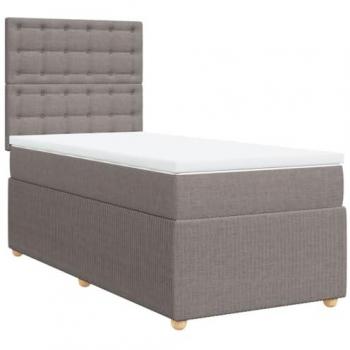 Bastidor de cama box spring con colchón de muelles en tela gris taupe 100x200 cm
