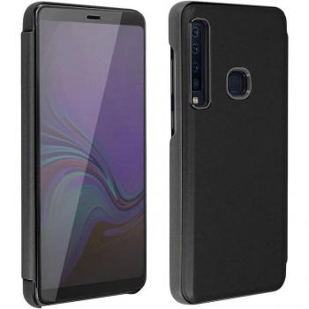 Funda Libro Translúcida Negra con Efecto Espejo y Soporte para Samsung Galaxy A9 2018
