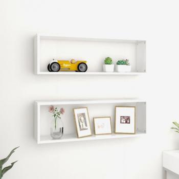 Estante de pared vidaXL 2 uds contrachapado 80x15x26,5 cm Blanco, Negro, Gris Mueble Almacenaje Estantería para Oficina, Estudio, Dormitorio Estantería/Librería/m