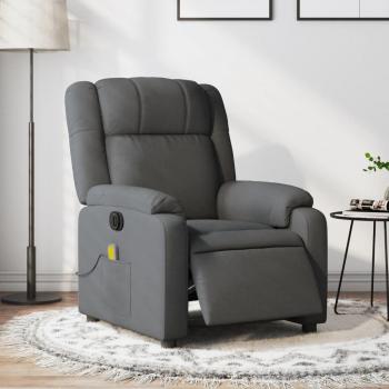Sillón reclinable de masaje eléctrico en tela gris claro, gris oscuro y negro - Sillón cómodo para dormitorio y sala de estar