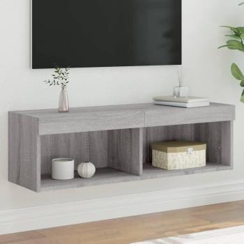 Mueble para TV con luces LED Gris Sonoma 100x30x30 cm