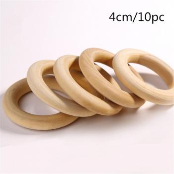Bebé Mordedor madera Mordedor Anillos Ronda - 1.6 pulgadas pequeño Anillos de madera inacabada para bricolaje Juguetes para bebés Teether