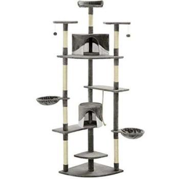 vidaXL Rascador para Gatos con Poste de Sisal 203cm Gris y Blanco Mascotas