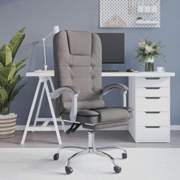 Silla de oficina reclinable con masaje de tela gris taupé