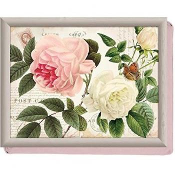 ROSE GARDEN Cushioned LAP TRAY with Beautiful Floral Design by Creative Tops