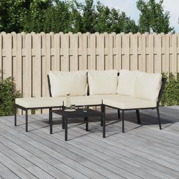 vidaXL 5-Piece Steel Garden Lounge Set with Sand Cushions