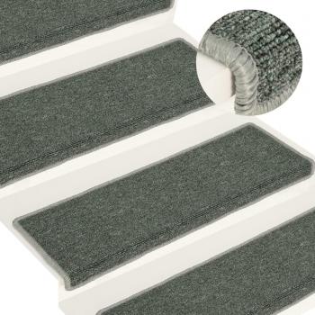 Esteras para escaleras 15 piezas 65x21x4 cm verde