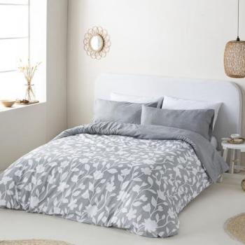 Funda Nórdica Reversible Narcea Gris y Blanco Hipoalergénica con Cierre de Botones - Incluye Funda de Edredón + 1 o 2 Fundas de Almohada (240x220 cm