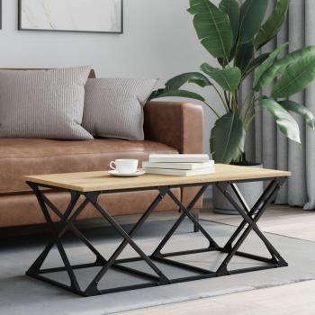 Mesa de centro de madera contrachapada 100x49x40 cm en color Negro, Roble Sonoma y Roble ahumado, ideal para salón o comedor, también conocida como mesita auxiliar o mesa de café