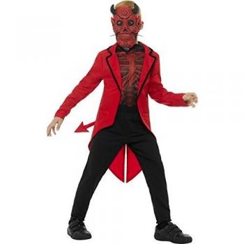 Smiffy'S 45122L Disfraz De Niño Del Día De Muertos Deluxe Niño Diabólico Con Máscara, Rojo, L - Edad 10-12 Años