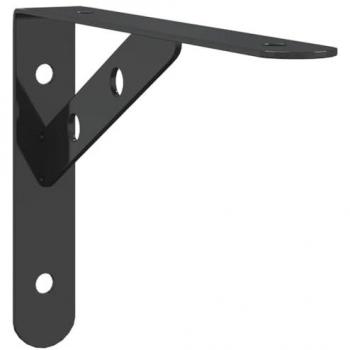 Soportes de Estante de Acero Inoxidable Negro 20x2,5x14 cm - Pack de 4 unidades