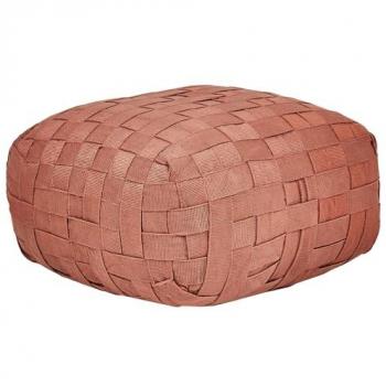 Puf Exterior Tejido a Mano Otomana de Material Sintético 50 x 50 cm Rojo Claro Bodla