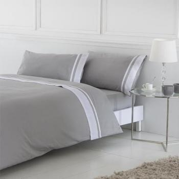 Funda Nórdica Lugo Satén Algodón 400 Hilos Gris 280x240 cm con Solapa Blanca, incluye funda nórdica y 1 ó 2 fundas de almohada según tamaño de cama, sábana baj