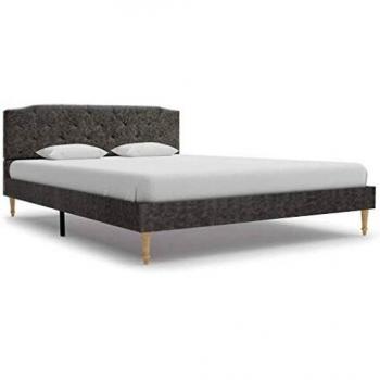 vidaXL Cama con Colchón Tela Gris Oscura 140x200cm Tapizada Mobiliario Casa Hogar Somier Diseño Discreto Elegante Estructura Robusta Duradera