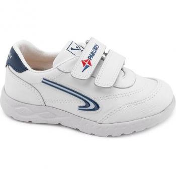 Zapatilla deportiva Pablosky 297002 de piel azul marino para niño, con cinta textil adhesiva, puntera reforzada y suela de goma