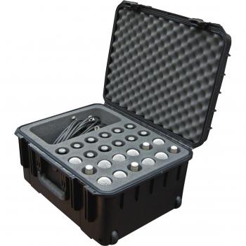 SKB 3I-2015-MC24 Injection Molded Case with Foam, Storage Compartment and Wheels for 24 Microphones - Black