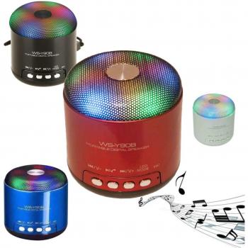 Altavoz Portátil Bluetooth MP3 con Micrófono, LED, MicroSD y Radio FM WS-Y90B