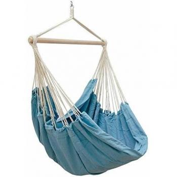 Hamaca XXL Familiar 190x140 cm 100% Algodón Color Azul Pacífico, Soporta hasta 150 kg