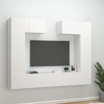 Set de Muebles para TV 6 Piezas Blanco en Madera Contrachapada
