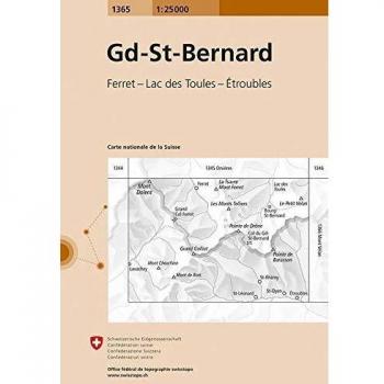Mapa excursionista y topográfico 1:25,000 del Gran San Bernardo - Blatt 1365