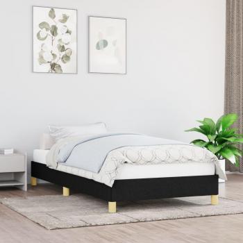 Cama tapizada de tela negra 90x200 cm