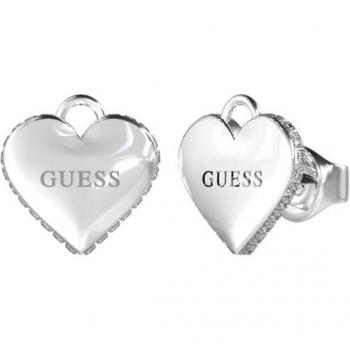 Pendientes Guess Falling in Love de acero plateado