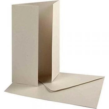 Tarjeta y sobre, tamaño de la tarjeta 10,5x15 cm, sobre tamaño 11,5x16,5 cm, blanco roto, 10sets, 120 g