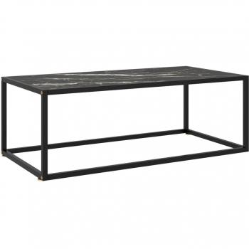 vidaXL Coffee Table Black with Black Marble Glass 100x50x35 cm