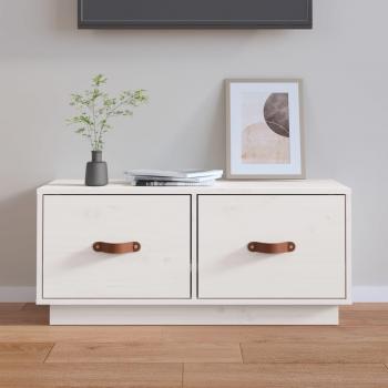 Mueble para TV blanco 80x34x35 cm de madera maciza de pino
