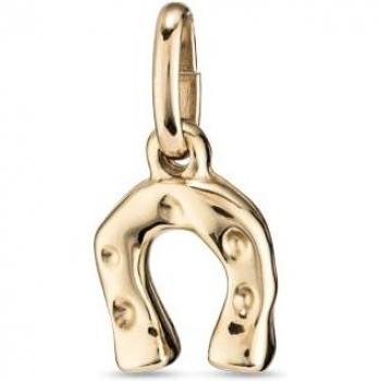 UNO de 50 Golden Horseshoe Charm - Silver Plated Metal