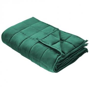 Manta Pesada Rectangular Verde Esmeralda 7 kg 120 x 180 cm Tejido de Poliéster Acolchado Relleno de Perlas de Vidrio