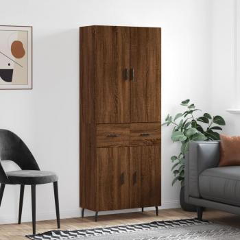 Armario Aparador Alto de Madera Multicapa Marrón Roble 69,5x34x180 cm