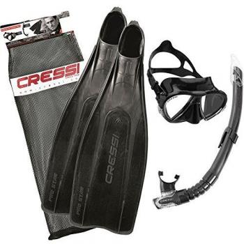 Cressi Pro Star Conjunto de Snorkel, Unisex Adulto, Negro, 41/42