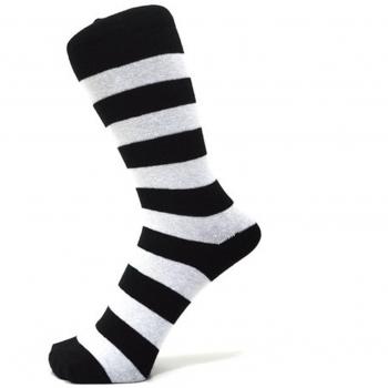 Calcetines tobilleros con rayas gruesas negras y blancas