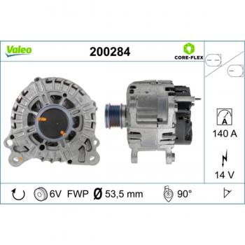 Generador trifásico VALEO 200284 - Alternador de alta eficiencia, potencia nominal de 200 A, diseño compacto y ligero, sistema de refrigeración optimizado, compatible con vehículos comerciales e industriales