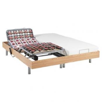 Cama eléctrica de relajación Cassiopee III con colchón de látex - Motores Okin - 2 x 70 x 190 cm - Roble