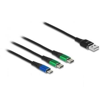 Cable USB 3 en 1 de 1 m con USB-A, micro USB y 2x USB-C